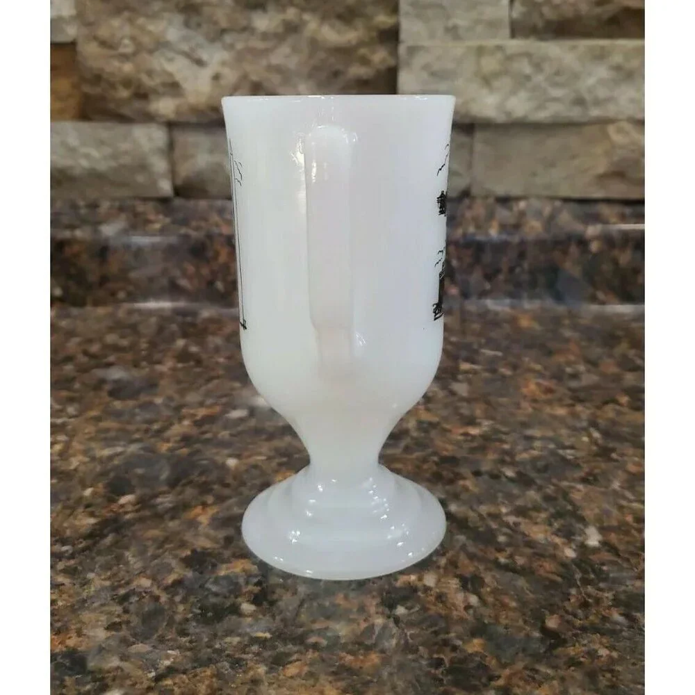 Vintage Milk Glass Washington DC Mug Landmarks Footed